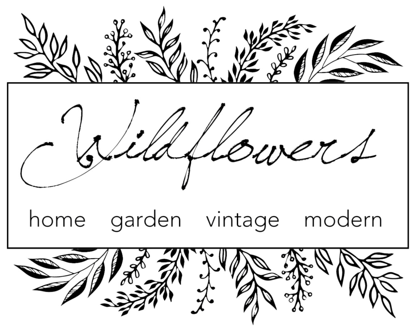 Wildflowers home, garden, vintage and modern logo